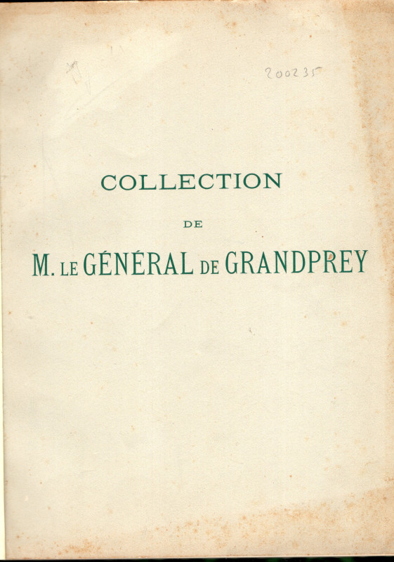 CIANI L . - Paris, 20\22 - Fevrier, 1935. Collection General Granprey. Monnaies ...