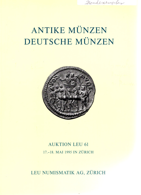 LEU NUMISMATIK AG. - Auktion 61. Zurich, 17\18 - Mai, 1995. Antike munzen, kelte...