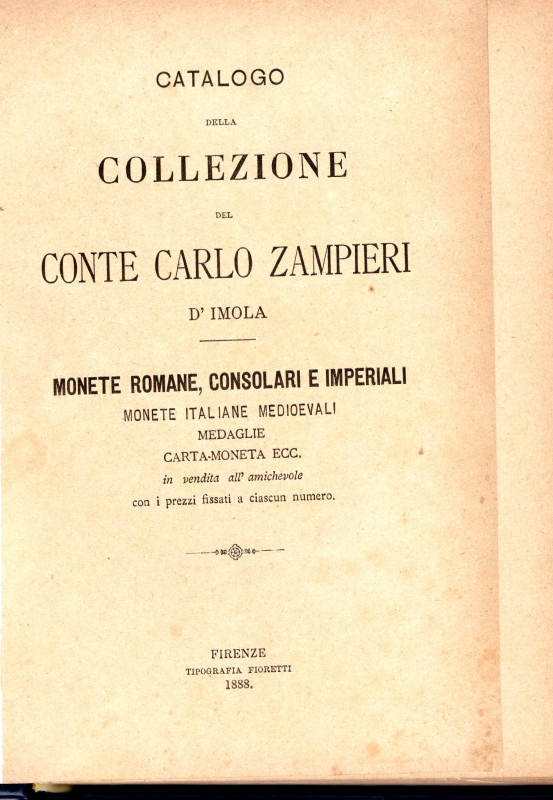 SAMBON JULES – Firenze 1889. Catalogue a prix fixes. Catalogo della collezione d...