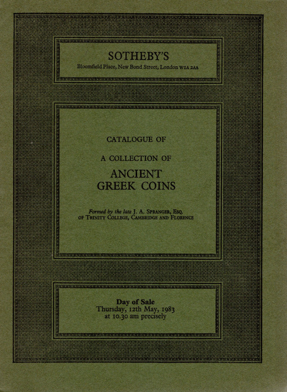 SOTHEBY'S. London, 12 - May, 1983. Ancient greek coins. Coll. Spranger J.A. esq....