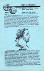 MALLOY A.G. - Liste n. XXVI March, 1972. Greche,romane rep. E imp. Judae. pp.19, nn. 377 + 29, tavv. 5. ril ed. buono stato.