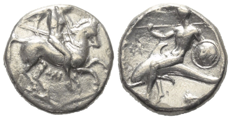 Kalabrien. Tarent.

 Didrachme oder Nomos (Silber). Ca. 302 - 280 v. Chr.
Vs:...