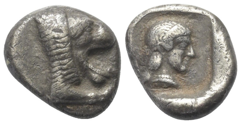 Karien. Knidos.

 Drachme (Silber). Ca. 449 - 411 v. Chr.
Vs: Vorderteil eine...