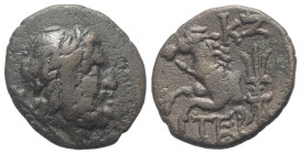 Pisidien. Termessos.

 Bronze. 46 / 5 v. Chr. (Jahr 20).
Vs: Kopf des Zeus mit Lorbeerkranz rechts.
Rs: Pferdeprotome links; im Feld rechts Jahres...