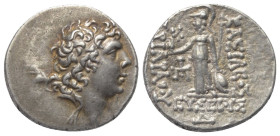 Königreich Kappadokien. Ariarathes IX. (101 - 85 v. Chr.).

 Drachme (Silber). 97 / 96 v. Chr. (Jahr 4). Eusebeia.
Vs: Kopf des Ariarathes mit Diad...