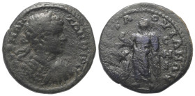 Galatien. Tavion. Caracalla (198 - 217 n. Chr.).

 Bronze.
Vs: Büste mit Lorbeerkranz und Panzer rechts.
Rs: Männliche Figur (Asklepios ?) nach li...