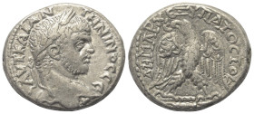 Zypern. Koinon von Zypern. Caracalla (197 - 217 n. Chr.).

 Tetradrachme (Billon).
Vs: Kopf des Caracalla mit Lorbeerkranz rechts.
Rs: Adler mit K...