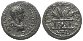 Kappadokien. Kaisareia (Caesarea). Elagabalus (218 - 222 n. Chr.).

 Bronze. 219 / 220 n. Chr. (Jahr 2).
Vs: Büste des Elagabal mit Lorbeerkranz, P...