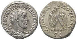 Seleukis und Pierien. Antiochia am Orontes. Philippus I. Arabs (244 - 249 n. Chr.).

 Tetradrachme (Billon). 244 n. Chr.
Vs: Büste in Rückansicht m...