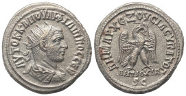 Seleukis und Pierien. Antiochia am Orontes. Philippus I. Arabs (244 - 249 n. Chr.).

 Tetradrachme (Billon). Ca. 247 n. Chr.
Vs: Büste in Rückansic...