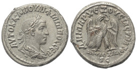 Seleukis und Pierien. Antiochia am Orontes. Philippus II. (247 - 249 n. Chr.).

 Tetradrachme (Billon). 248 - 249 n. Chr.
Vs: Büste in Rückansicht ...