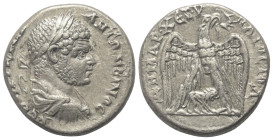 Kyrrhestike. Hierapolis. Caracalla (197 - 217 n. Chr.).

 Tetradrachme (Billon).
Vs: Büste mit Lorbeerkranz, Paludament und Panzer rechts.
Rs: Adl...