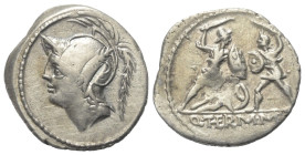 Q. Minucius Thermus.

 Denar (Silber). 103 v. Chr. Rom.
Vs: Kopf des Mars mit federgeschmücktem Helm links.
Rs: Q THERM M F. Römischer Soldat mit ...