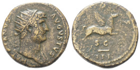 Hadrianus (117 - 138 n. Chr.).

 Dupondius (Messing). 124 - 125 n. Chr. Rom.
Vs: HADRIANVS AVGVSTVS. Kopf mit Strahlenkrone rechts.
Rs: COS III / ...