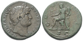 Hadrianus (117 - 138 n. Chr.).

 Sesterz (Bronze). 125 - 128 n. Chr. Rom.
Vs: HADRIANVS AVGVSTVS. Büste mit Lorbeerkranz und Drapierung rechts.
Rs...