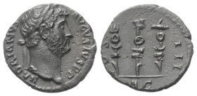 Hadrianus (117 - 138 n. Chr.).

 Semis (Messing). 126 - 127 n. Chr. Rom.
Vs: HADRIANVS AVGVSTVS P P. Kopf rechts.
Rs: COS II / S C. Aquila zwische...