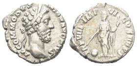 Commodus (177 - 192 n. Chr.).

 Denar (Silber). 183 n. Chr. Rom.
Vs: M COMMODVS ANTON AVG PIVS. Kopf mit Lorbeerkranz rechts.
Rs: TR P VIII IMP VI...