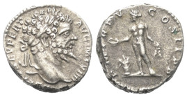 Septimius Severus (193 - 211 n. Chr.).

 Denar (Silber). 197 n. Chr. Rom.
Vs: L SEPT SEV PERT AVG IMP VIIII. Kopf mit Lorbeerkranz rechts.
Rs: P M...