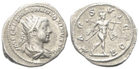 Elagabalus (218 - 222 n. Chr.).

 Antoninian (Silber). 218 - 219 n. Chr. Rom.
Vs: IMP CAES M AVR ANTONINVS AVG. Büste mit Strahlenkrone, Paludament...