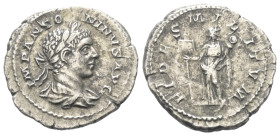 Elagabalus (218 - 222 n. Chr.).

 Denar (Silber). 219 n. Chr. Rom.
Vs: IMP ANTONINVS AVG. Büste mit Lorbeerkranz und Paludament rechts.
Rs: FIDES ...