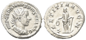 Gordianus III. (238 - 244 n. Chr.).

 Antoninian (Silber). 241 - 243 n. Chr. Rom.
Av: IMP GORDIANVS PIVS FEL AVG. Büste mit Strahlenkrone, Paludame...
