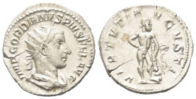 Gordianus III. (238 - 244 n. Chr.).

 Antoninian (Silber). 241 - 243 n. Chr. Rom.
Vs: IMP GORDIANVS PIVS FEL AVG. Büste mit Strahlenkrone, Paludame...
