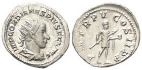 Gordianus III. (238 - 244 n. Chr.).

 Antoninian (Silber). 241 - 243 n. Chr. Rom.
Vs: IMP GORDIANVS PIVS FEL AVG. Büste mit Strahlenkrone, Paludame...