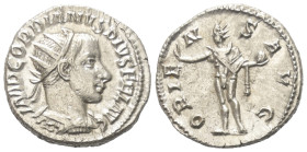 Gordianus III. (238 - 244 n. Chr.).

 Antoninian (Silber). 243 - 244 n. Chr. Antiochia.
Vs: IMP GORDIANVS PIVS FEL AVG. Büste mit Strahlenkrone und...