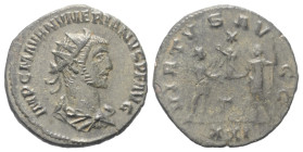 Numerianus (283 - 284 n. Chr.).

 Antoninian (Kupfer). 283 - 284 n. Chr. Antiochia.
Vs: IMP C M AVR NVMERIANVS P F AVG. Büste mit Strahlenkrone, Pa...
