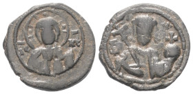 Alexius I. Comnenus (1081 - 1118 n. Chr.).

 Tetarteron (Bronze). 1092 - 1118 n. Chr. Thessalonica.
Vs: Christusbüste en face mit Kreuznimbus, Pall...