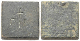 Marktgewichte. Byzantinische Marktgewichte.

 Bronzegewicht zu 2 Unzen. 5. - 7. Jhdt. n. Chr.
Vs: Wertangabe Gamma und Beta, dazwischen Kreuz; das ...