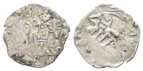 Walachei - Fürstentum. Mihail I. (1418 - 1420).

 Ducat (Silber).
Vs: [IW] M - ...O (Slawisch). Herrscher mit Lanze und Kreuzglobus frontal stehend...