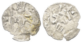 Walachei - Fürstentum. Mihail I. (1418 - 1420).

 Ducat (Silber).
Vs: [IW M] - X... (Slawisch). Herrscher mit Lanze und Kreuzglobus frontal stehend...