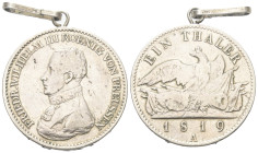 Preußen - Königreich (1701 - 1871). Friedrich Wilhelm III. (1797 - 1840).

 Taler (Silber). 1819 A. Berlin.
Kanonentaler.

Vs: Büste links.
Rs: ...