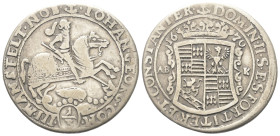 Mansfeld - Grafschaft. Vorderortlinie Eisleben. Johann Georg III. (1647 - 1710).

 1/3 Taler (Silber). 1670 ABK. Eisleben.
Vs: Heiliger Georg im Ha...