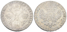 Habsburger bis 1806. Maria Theresia (1740 - 1780).

 1/2 Kronentaler (Silber). 1768. Brüssel.
Vs: Kreuz, in den Quadranten drei Kronen und Vliesord...