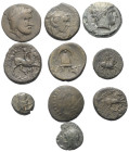 Griechische Münzen - Lots.


Unter anderem: Verschiedene Herrscher (Königreich Makedonien) / Krannon (Thessalien).

Lot (10 Stück): Bronze; ca. 4...