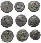 Griechische Münzen - Lots.


Unter anderem: Kyme (Aiolis).

Lot (9 Stück): Bronze; ca. 4. - 2. Jhdt. v. Chr.

Sehr schön - fast sehr schön.

...
