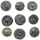 Griechische Münzen - Lots.


Unter anderem: Kyme / Myrina (Aiolis) / Ephesos (Ionien).

Lot (9 Stück): Bronze; ca. 4. - 2. Jhdt. v. Chr.

Sehr ...
