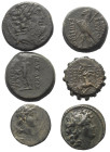 Griechische Münzen - Lots.


Verschiedene Herrscher (Königreich der Seleukiden).

Lot (6 Stück): Bronze; ca. 3. - 1. Jhdt. v. Chr.

Sehr schön ...