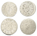 Deutschland - Lots.


Bayern. Kurfürstentum (1623 - 1806). Maximilian I. (1623 - 1651/54).

Lot (4 Stück, Silber):
2 Kreuzer. 1624 (2x), 1625, 1...