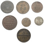 Deutschland - Lots.


Deutschland vor 1871. Gemischt.
Preußen, Mecklenburg und Sachsen-Hildburghausen.

Lot (7 Stück, Kupfer/Silber): 1 Groschen...