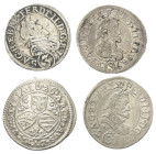 Österreich - Lots.


Habsburger bis 1806.
Ferdinand II. (1619 - 1637).

Lot (4 Stück, Silber): 
3 Kreuzer 1624, 1626, 1628 und 1636.
Herinek 1...