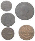 Österreich - Lots.


Habsburger bis 1806. 
Maria Theresia (1740 - 1780) und Franz II. (I.) (1792 - 1835).

Lot (5 Stück, Kupfer): 3 Kreuzer 1812...
