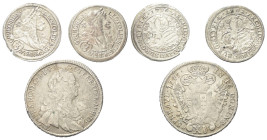 Österreich - Lots.


Habsburger bis 1806.
Leopold I. (1658 - 1705). Franz I. Stefan (1745 - 1765).

Lot (3 Stück, Silber): 
3 Kreuzer 1700 und ...