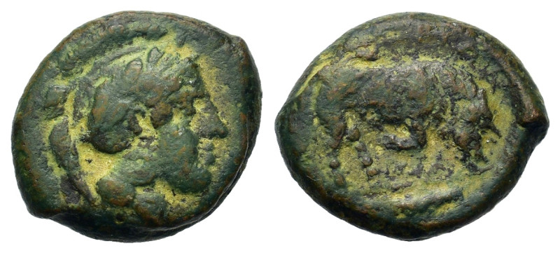 Italy. Southern Lucania, Thourioi, c. 435-410/05 BC. Æ (12,2mm, 2.7g). Helmeted ...