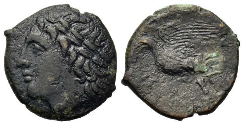 Sicily, Akragas. Phintias (287-279 BC). Æ (19mm, 4.7g). Laureate head of Apollo ...