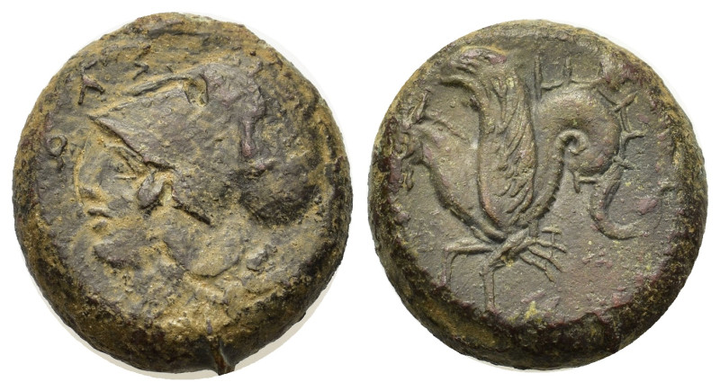 Sicily, Syracuse. Dionysios I (405-367 BC). Æ Litra (16,7mm, 6g). Helmeted head ...