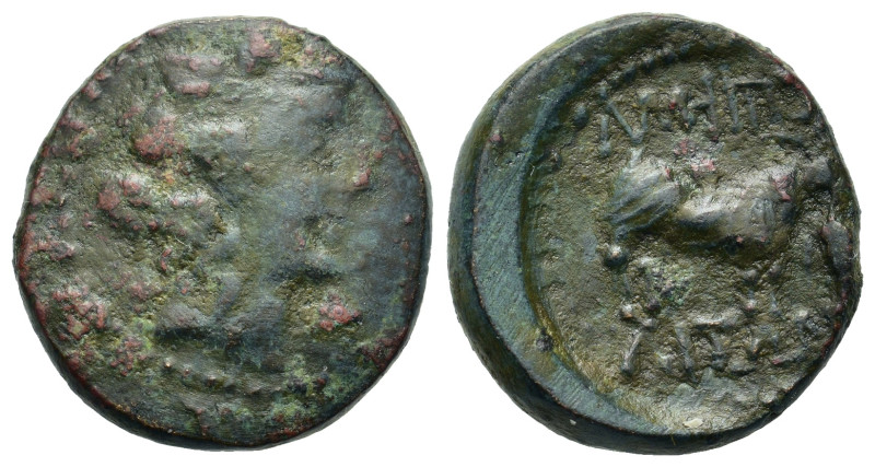 Macedon, Amphipolis, c. 187-168/7 BC. Æ (20mm, 6.5g). Head of Dionysos to right,...