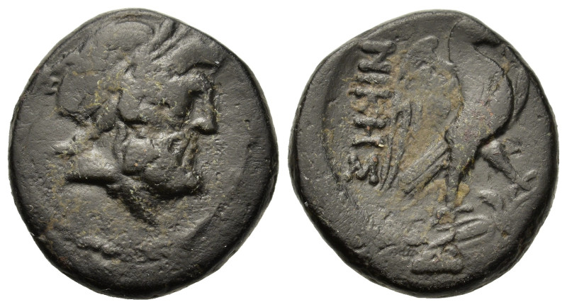 Macedon, Thessalonica, 187-168/7 BC. Æ (20mm, 6.6g). Laureate head of Zeus r. R/...